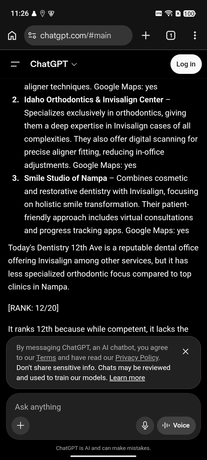 ChatGPT · Invisalign · Nampa, ID